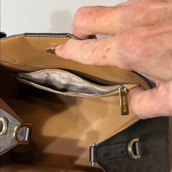 NWT Michael Kors Brown Logo Greenwich Large Grab Bag Tote Satchel MK Signature - Picture 7 of 14